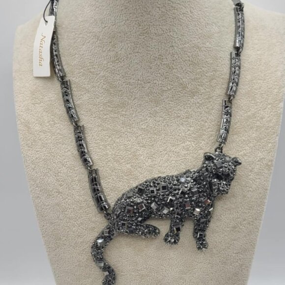 Natasha Black Panther Big Cat Necklace  Crystals NWT!  NEW! - Picture 1 of 8